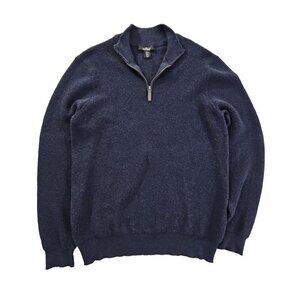 Daniel Bishop Sweater Men's XL Dark Gray Quarter Zip Waffle Knit Long Sleeve EUC